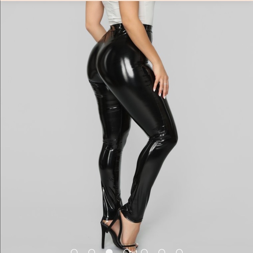 Late Night Texts Vinyl Pants - Black